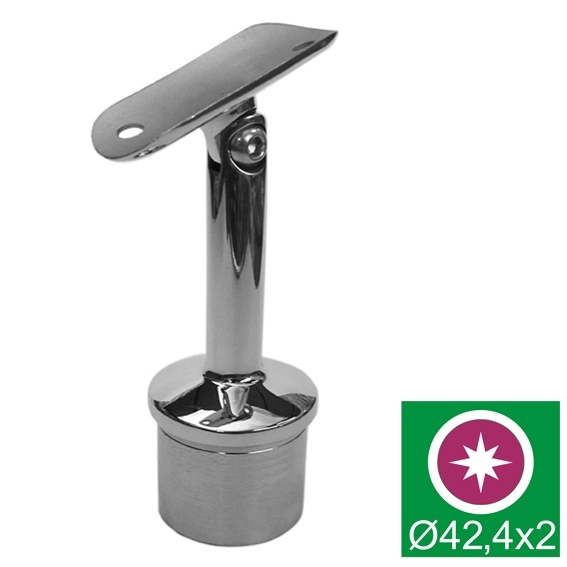 Handlaufhalter Edelstahl AISI 316 fuer Pfosten D42-4x2 mm Handlauf D42-4 mm Glanz-89-11A140718242L-A.4