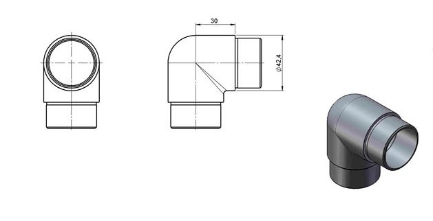 Einsteck-Rohrbogen 90° V2A Ø 42-4 x 2-0 mm geschliffen-11-3621-A.4