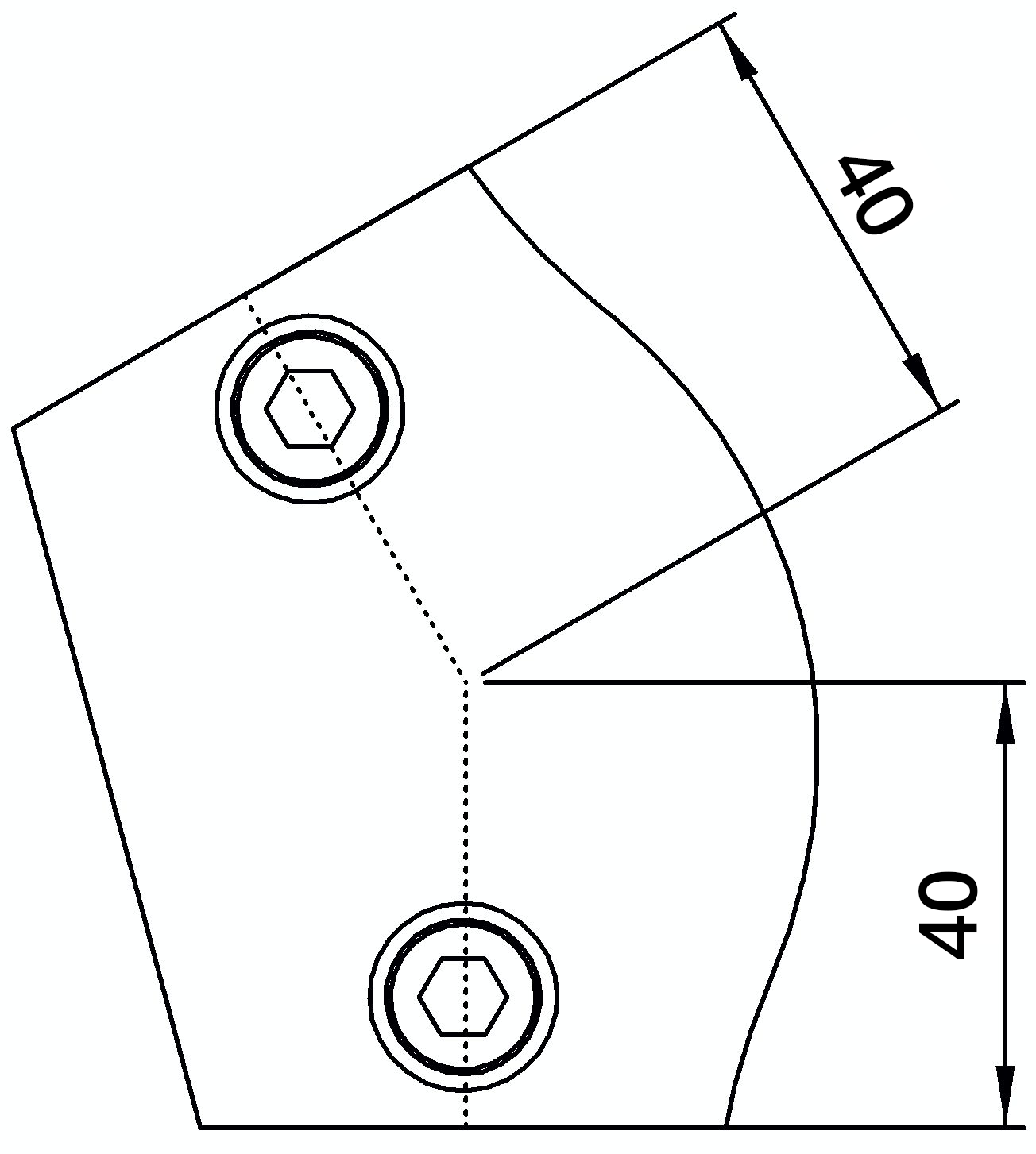 Raccord de tuyauterie | Coude variable 15-60° | 124B34 | 33,7 mm | 1" | Fonte malléable et électrozinguée