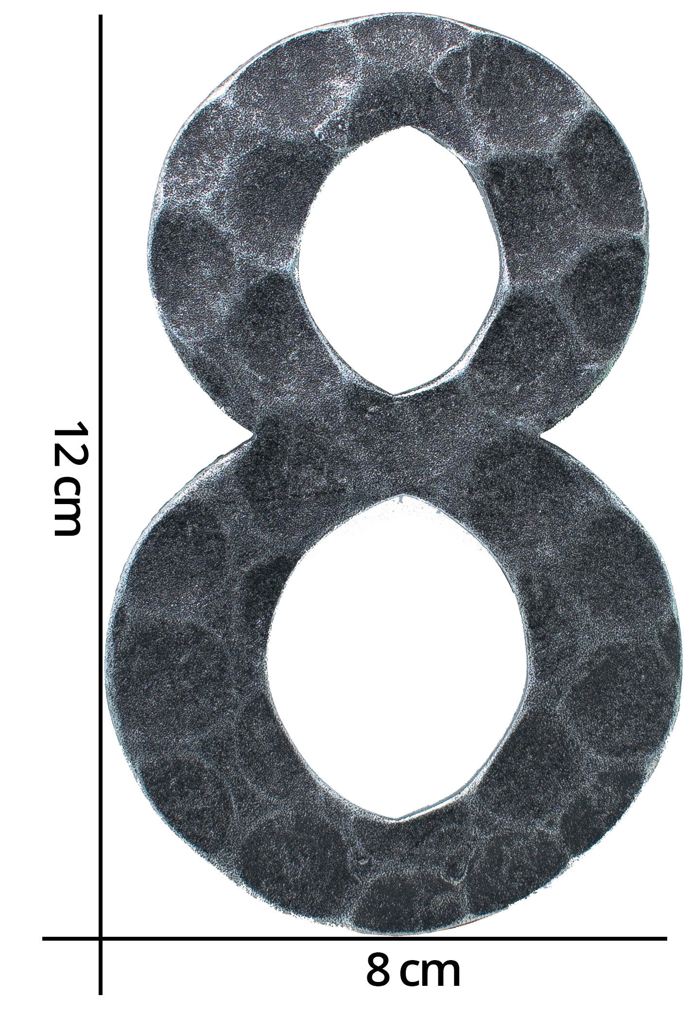 Numéro de maison 8 | dimension 12x8 cm | matériau 4 mm martelé | acier (brut) S235JR