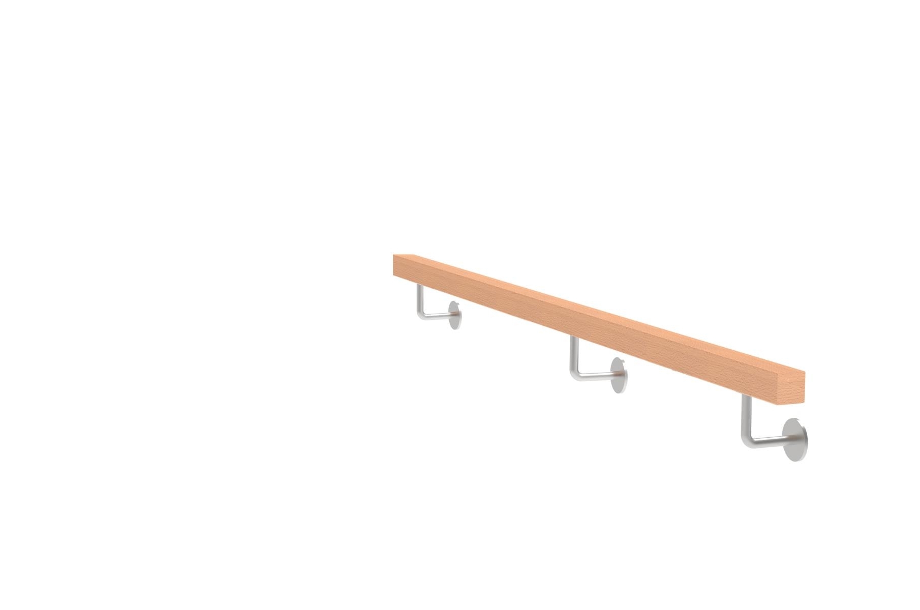 Handlauf Set Buche Edelstahl 40 x 40 x 2000 mm roh mit Halterungen-89-11WBJPM2000-A.4