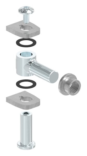 Charnière M22 | réglable | soudable | acier (brut) S235JR