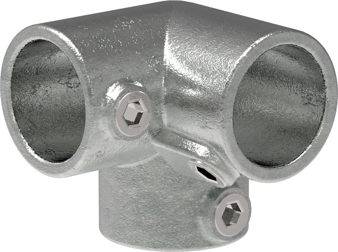 Raccord de tuyauterie | Pièce d'angle à trois voies 90° | 128T21 | 21.3 mm | 1/2" | Fonte malléable et électrozinguée