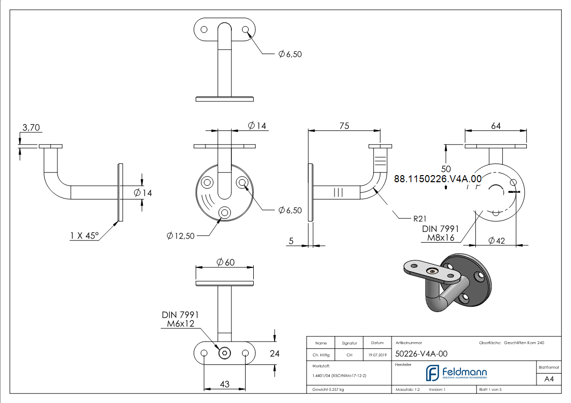 Support de main courante pour mains courantes LED, matériau solide