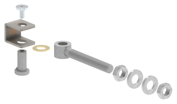 Charnière M12 | réglable | acier (brut) S235JR