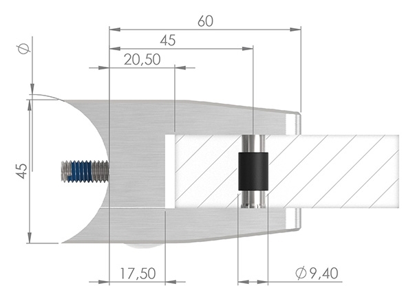 Glasklemme 60x70x45 mm AbZ fuer Anschluss flach V4A-10-3300ABZ.1