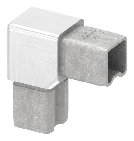 Connecteur 90° pour tube 25x25x2mm, V4A