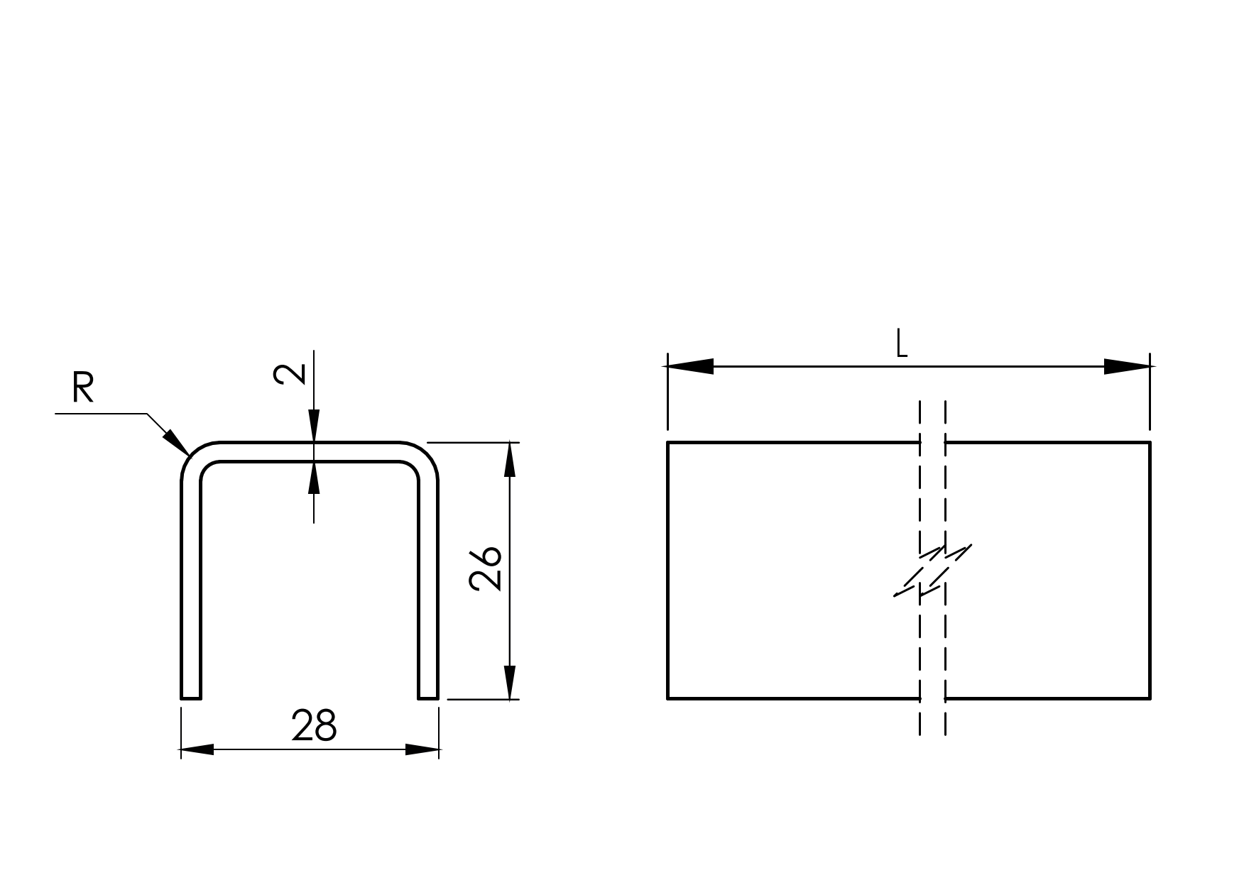 U-Profil 24 mm Edelstahl V2A geschliffen L = 5000 mm Kantenschutz-89-11A69000245000-A.4