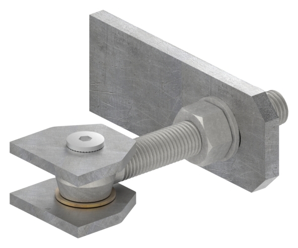 Charnière de portail M24 | réglable | patte à trous oblongs | acier (brut) S235JR