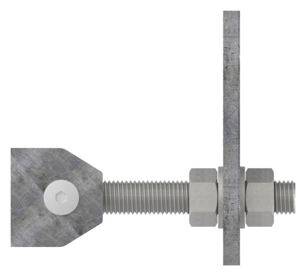 Charnière de portail M24 | réglable | patte à trous oblongs | acier (brut) S235JR