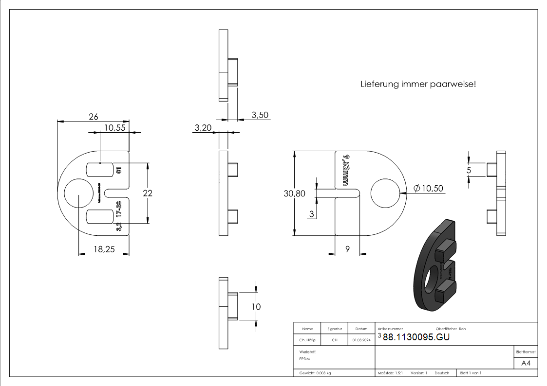 Gummi fuer Mod- 30- VSG-Glas 9-52mm-88-1130095.GU