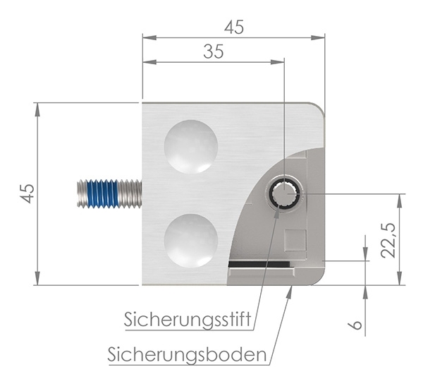 Glasklemme 45x45x26 mm AbZ fuer Anschluss flach Edelstahleffekt-10-3000.2ABZ