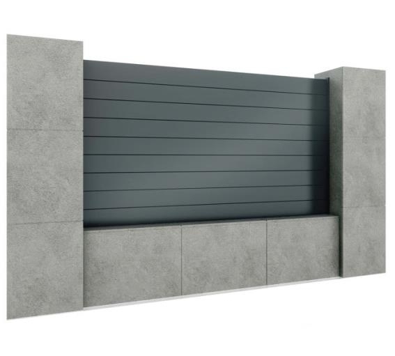 Aluminium Zaun-Set 1-2 x 2 m- Lamellen 20 x 120 mm- Anthrazit RAL 7016-89.FGPN20X12012X2R7016