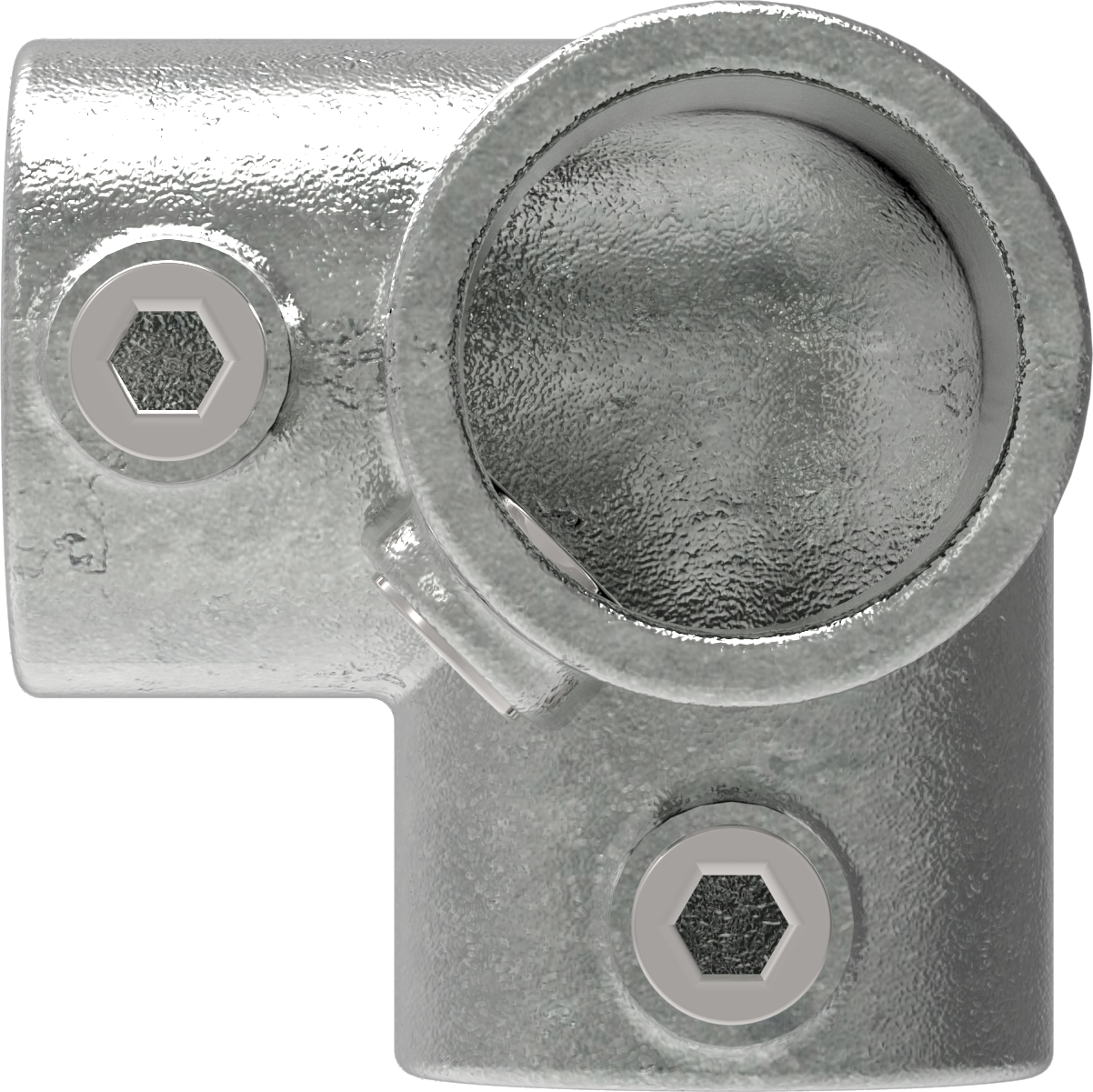 Raccord de tuyauterie | Pièce d'angle à trois voies 90° | 128T21 | 21.3 mm | 1/2" | Fonte malléable et électrozinguée