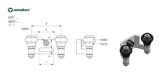 Oberer Endanschlag Edelstahl V2A fuer Torrahmen 60 mm mit Gummifuehrungsrollen-89-11H83760P-A.4