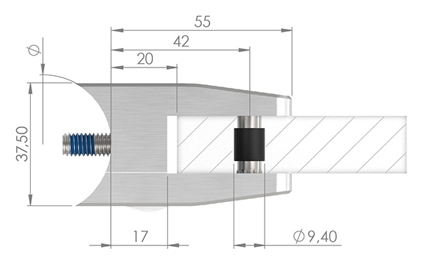 Glasklemme 55x65x37-5 mm AbZ fuer Anschluss flach V2A-10-3200.4ABZ