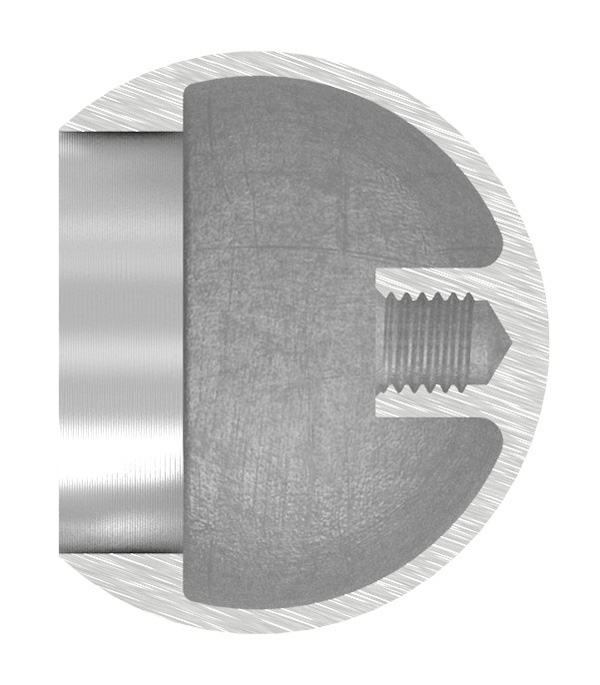 Boule d'extrémité creuse pour tube de 33,7mm, avec M8