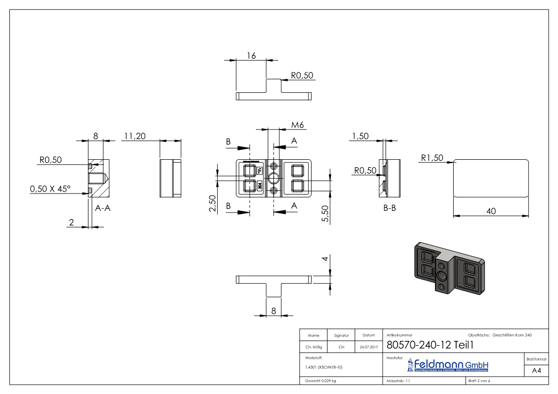 Glasausrichter - fuer Glas- 12-76-13-52 mm - V2A-12-4035.4