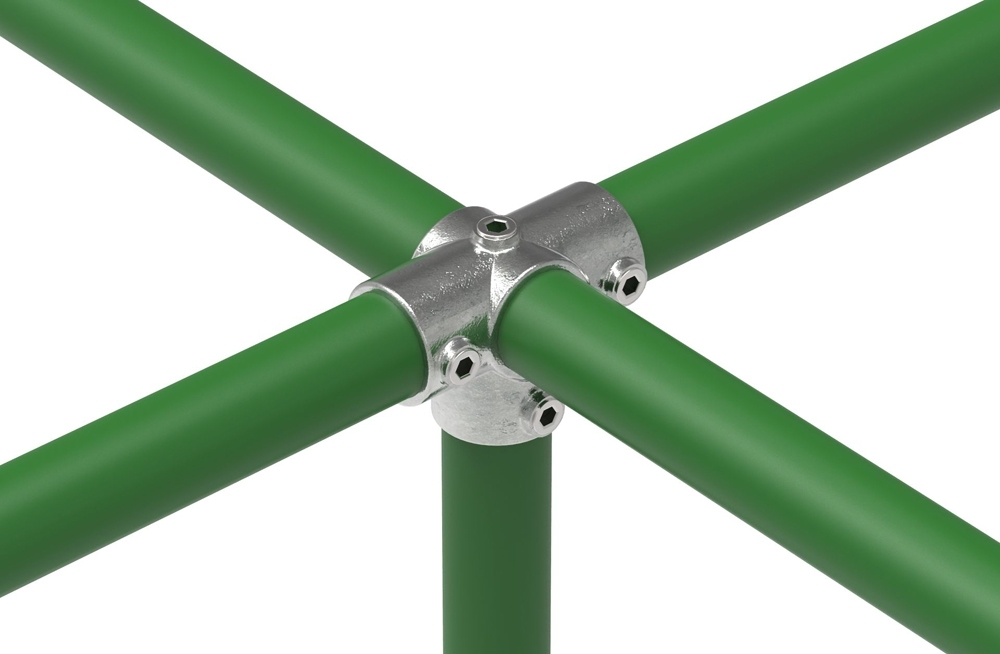 Raccord de tuyauterie | Pièce en T pour tube support | 176T21 | 21.3 mm | 1/2" | Fonte malléable et électro-galvanisée