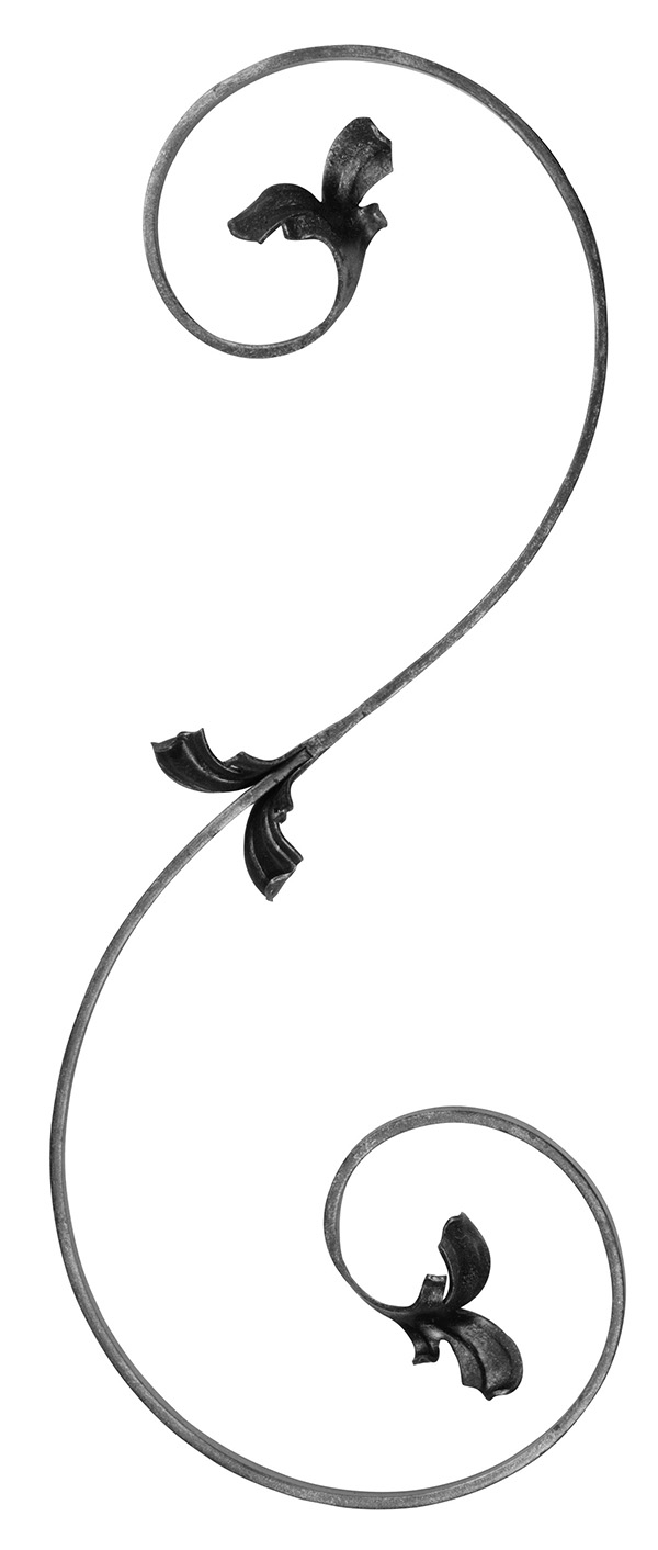 Leichtbarock - links - Masse- 210x530 mm - Material- 12x5 mm - Stahl S235JR- roh-30-1753.8