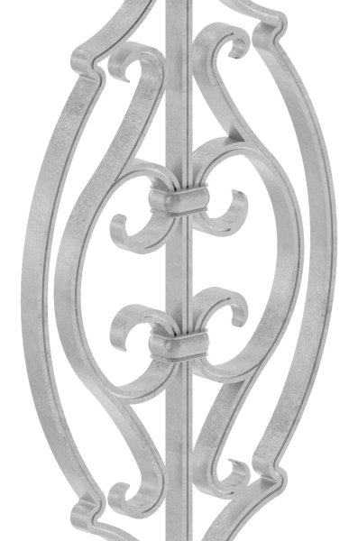 Barre décorative | longueur : 900 mm | matériau : 16x8 mm rainuré | acier S235JR, brut