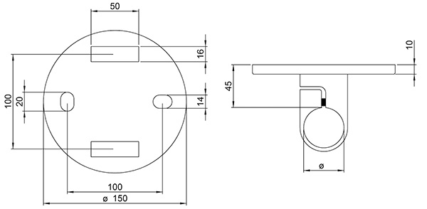 Wandbesfestigung Ø 150 mm  fuer Rundrohr Ø 42-4 mm - V2A-11-3055.4