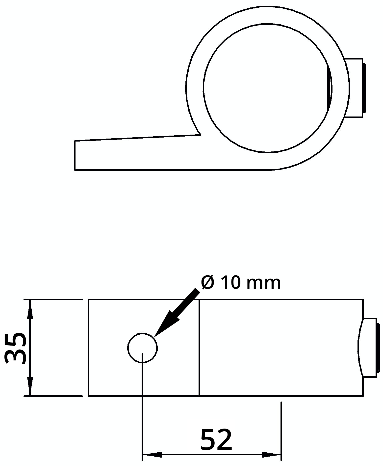 Rohrverbinder - Befestigungsring mit Flansch 1 Bohrung - 199D48 - 48-3 mm - 1 1-2- - Feuerverzinkt u. Elektrogalvanisiert-199D48