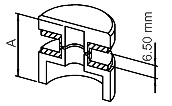 Porte-verre partie inférieure Ø 30 mm V2A avec 50 mm de hauteur
