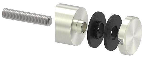 Glaspunkthalter Ø 30 mm- Zink -Edelstahl-Optik- Anschluss- Rohr Ø 42-4 mm-10-5042.2