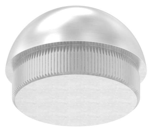 Bouchon demi-rond V2A en matériau plein avec M8 45° pour Ø 48,3x2,6 mm