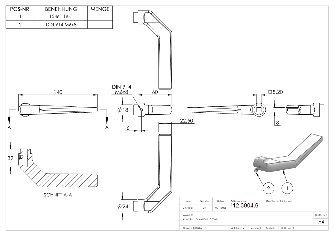 Alu-Tuerdruecker gekroepft-12-3004.6