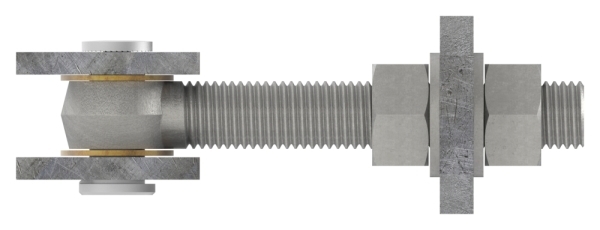 Charnière de portail M24 | réglable | patte à trous oblongs | acier (brut) S235JR