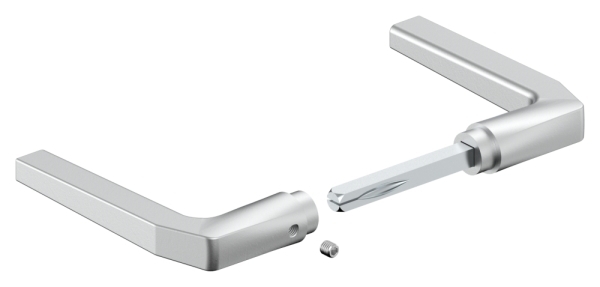 Paire de béquilles de porte en aluminium droites avec axe de béquille galvanisé