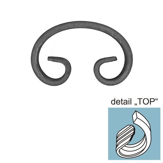 Schmiedeelement C-Form Stahl roh 95x60 mm- Material 12x6 mm-89-11E103TOP95-A.4