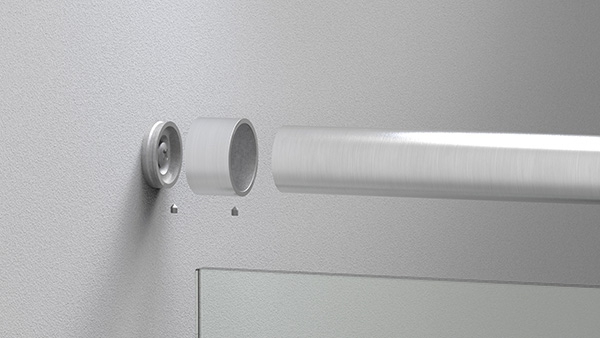 Raccord mural pour tube rond Ø 33,7 mm en V2A