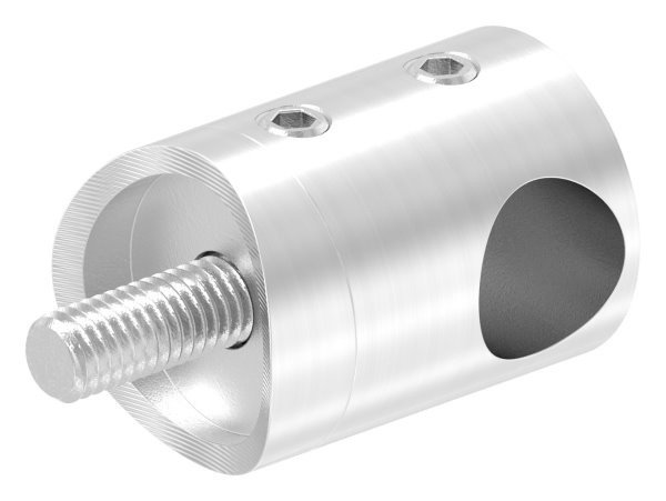 Querstabhalter V2A Edelstahl – Anschluss 42-4 mm fuer Rundstaebe 12 mm mit Sackloch Abschluss rechts inkl- Schrauben-11-1031.4