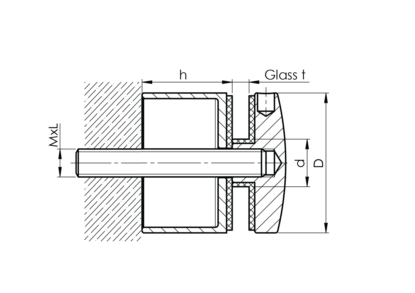 Punkthalter Glas Edelstahl AISI 304 D 50 mm fuer 8-17-52 mm Glas Schliff-89-11A0747200-A.4