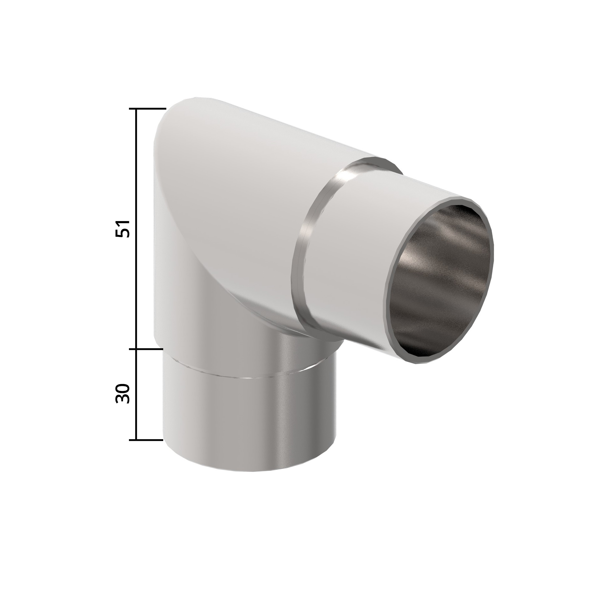 Coude d'angle 90° | pour collage | pour tube rond : Ø 42.4x2 mm | V2A