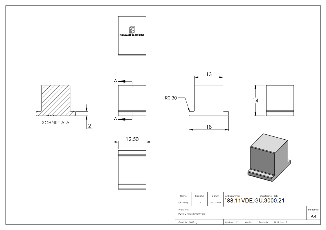 Montage-Set Glas 21-52mm eleganza canopy- fuer  L=3000mm-88-11VDE-GU-3000.21