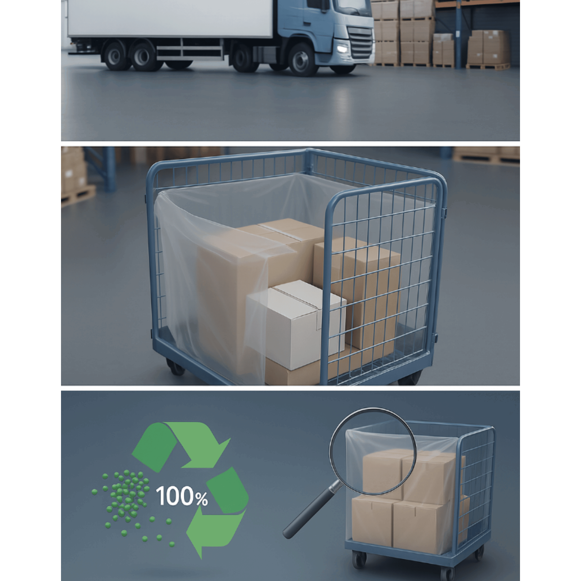 40x Container Inliner 2500 Liter 90my Transparent - XXL Abdeckhaube fuer Paletten - Industrie Qualitaet-1SFB1250-850X210090