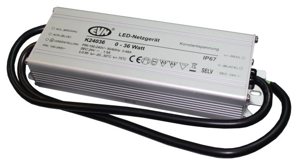 Alimentation LED 24VDC avec 36W, IP67