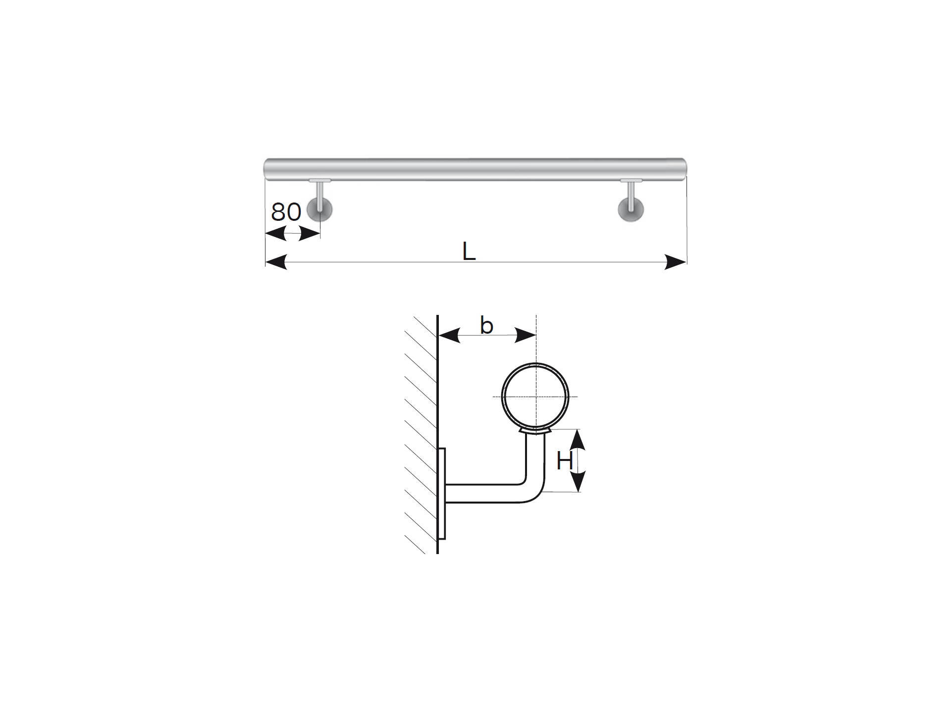 Handlauf Edelstahl AISI 304 D42-4 mm L 2000 mm Glanz-89-11AM2000L-A.4-D