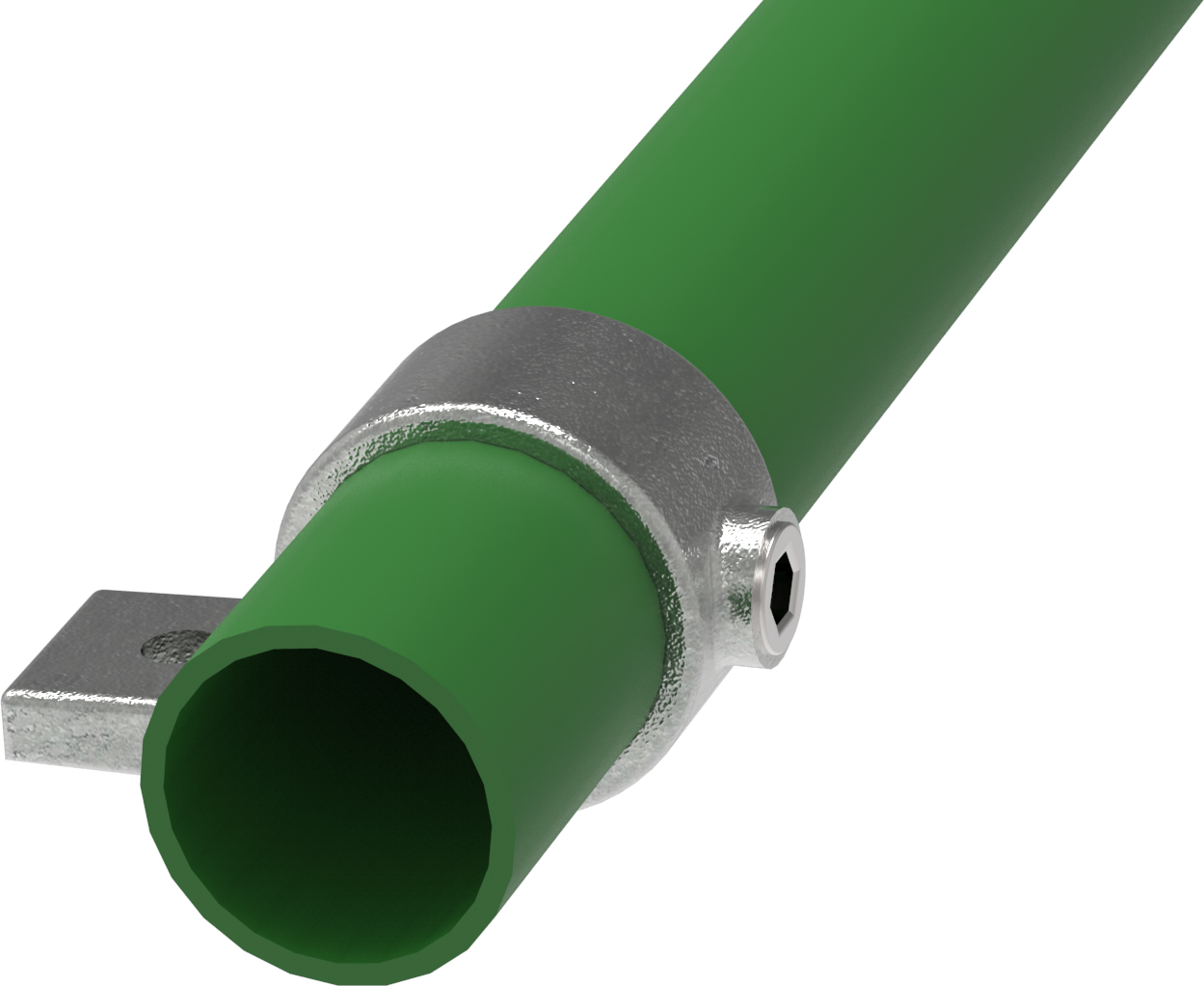 Rohrverbinder - Befestigungsring mit Flansch 1 Bohrung - 199D48 - 48-3 mm - 1 1-2- - Feuerverzinkt u. Elektrogalvanisiert-199D48