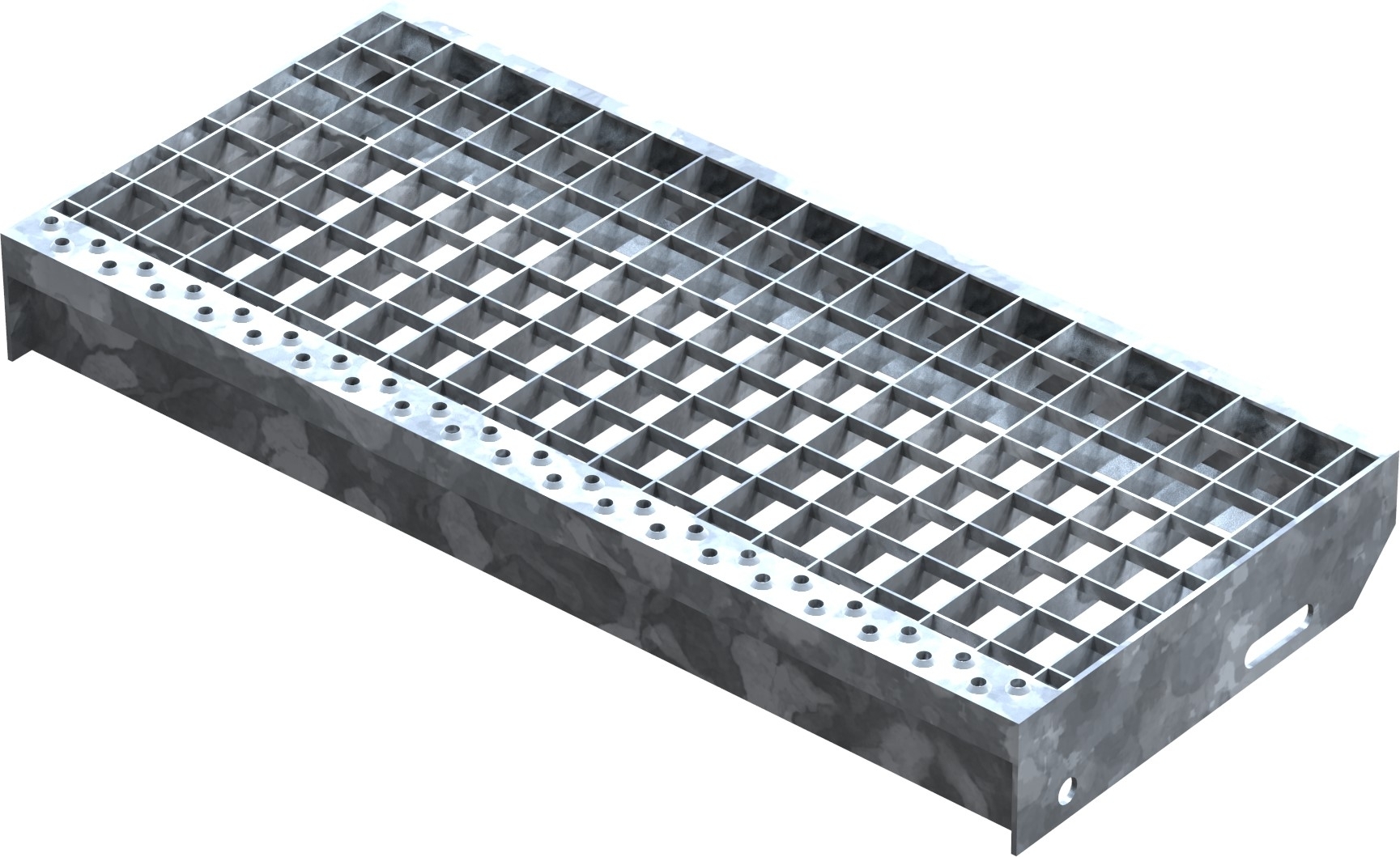 Gitterroststufe Treppenstufe Masse- 600x270 mm 30-30 mm S235JR -St37-2- im Vollbad feuerverzinkt-40-602730.7
