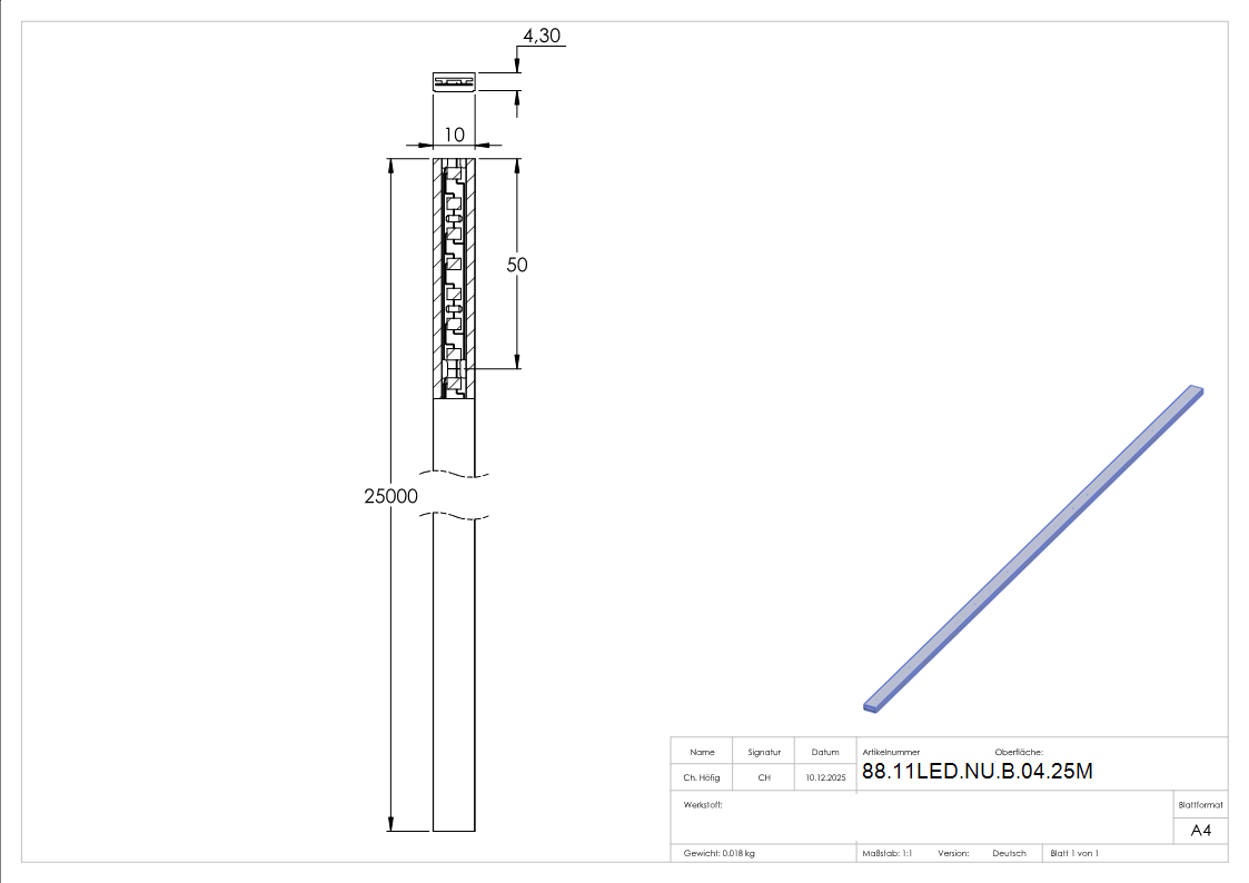 LED Band 25 m IP65 warmweiss 2700K fuer Nutrohr-88-11LED-NU-B-04.25M