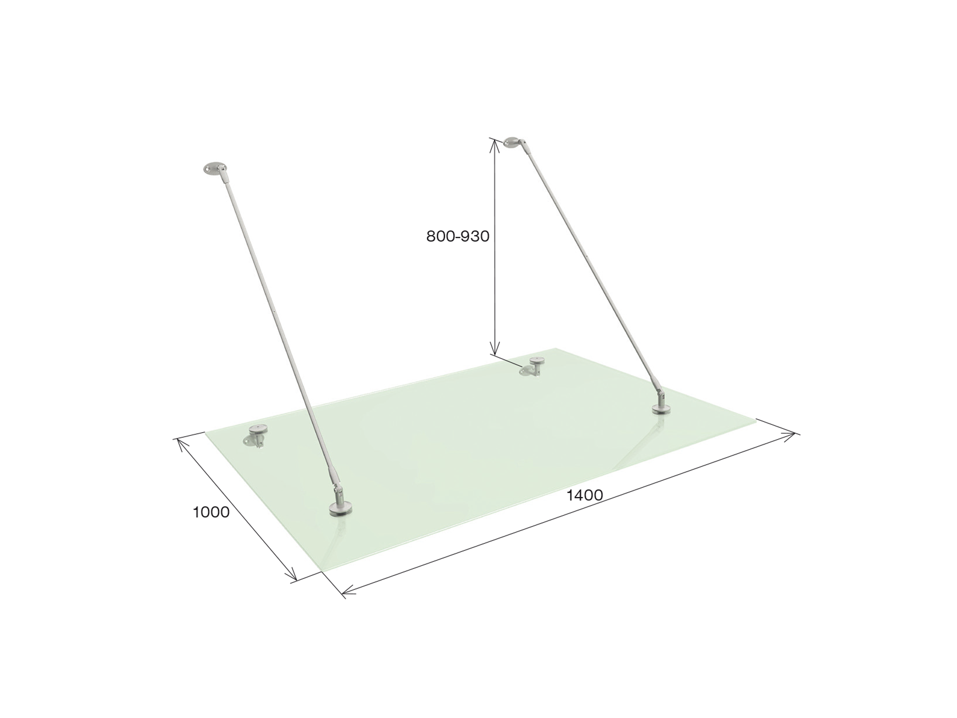 Glasvordach System Edelstahl V4A fuer Glas 8-76-17-52 mm M12 Befestigung Set-89-11GS14PRR3M12SET-A.4
