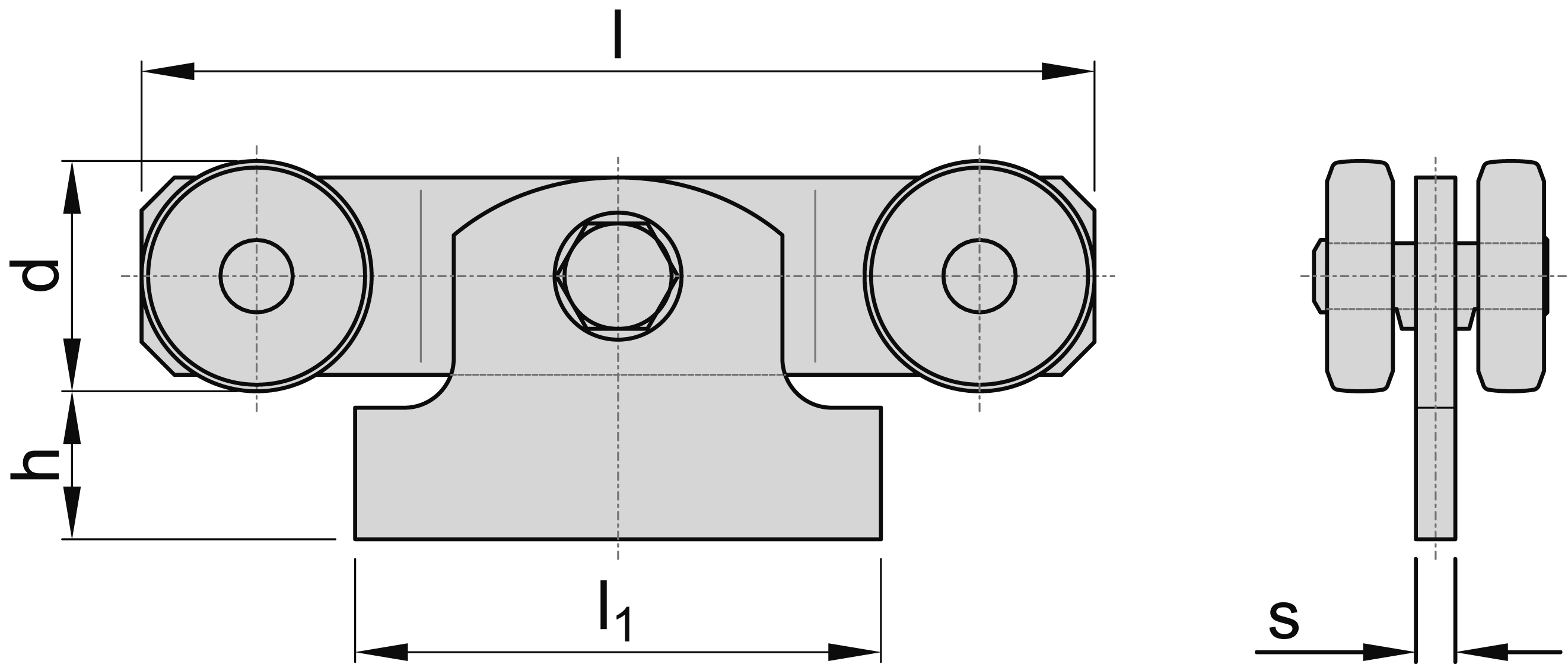 Doppelrolle mit Anschweisspendel Groesse 1 MEA 10336862-60-0134.7