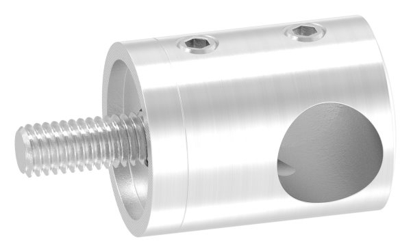 Querstabhalter V2A Edelstahl – Anschluss FLACH passend fuer Rundstaebe 12 mm mit Sackloch Abschluss rechts inkl- Schrauben-11-1035.4