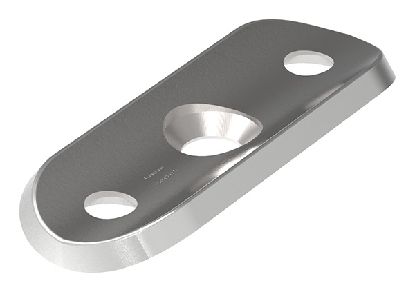 Handlaufanschlussplatte 63x25x4 mm fuer Rohr Ø 33-7 mm mit gesenkten Aussenbohrungen V2A-11-2141.4G