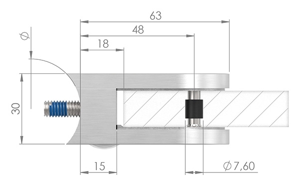 Glasklemme 63x45x30 mm AbZ fuer Anschluss Ø 42-4 mm Edelstahleffekt-10-2342ABZ.2